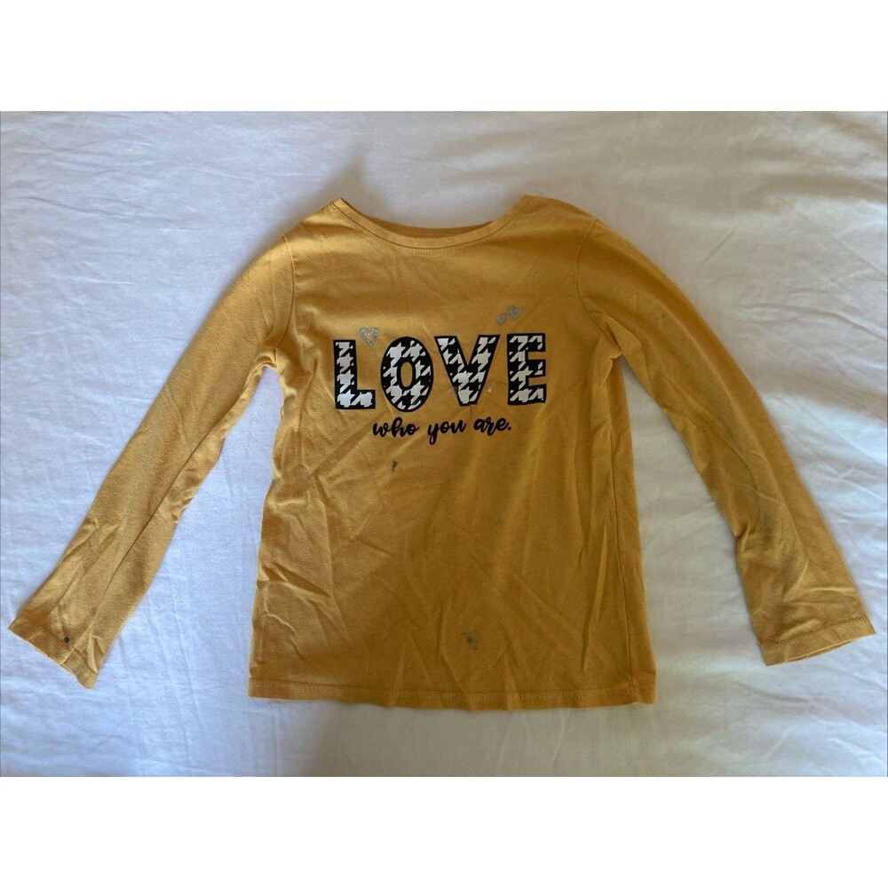 4T Garanimals girl clothes - 1 piece long sleeved shirt | yellow text theme